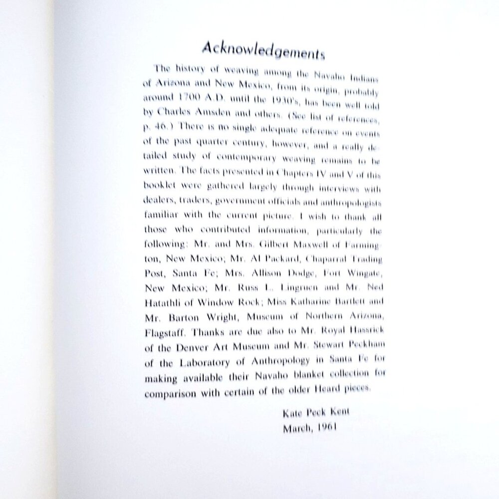 Book The Story of Navajo Weaving By Kate Peck Kent 1961 Heard Museum 61-17172 - Picture 12 of 16
